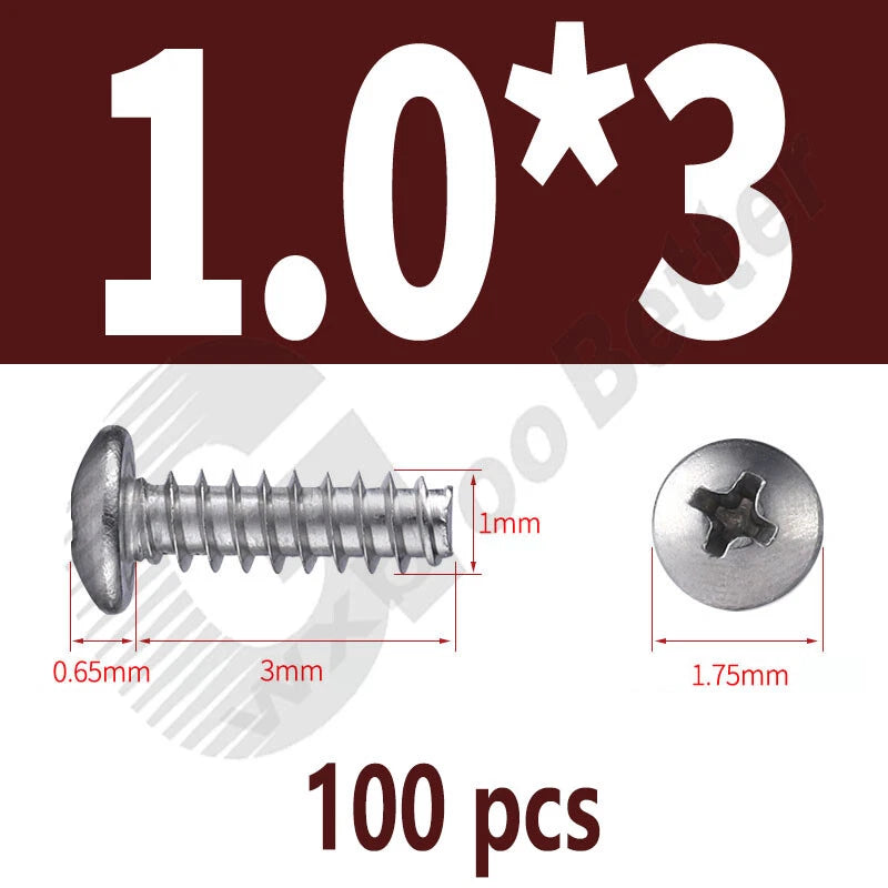 Pan Head Sheet Metal Screws Metric M1~M6 A2 Stainless Steel Sheet Metal Screws