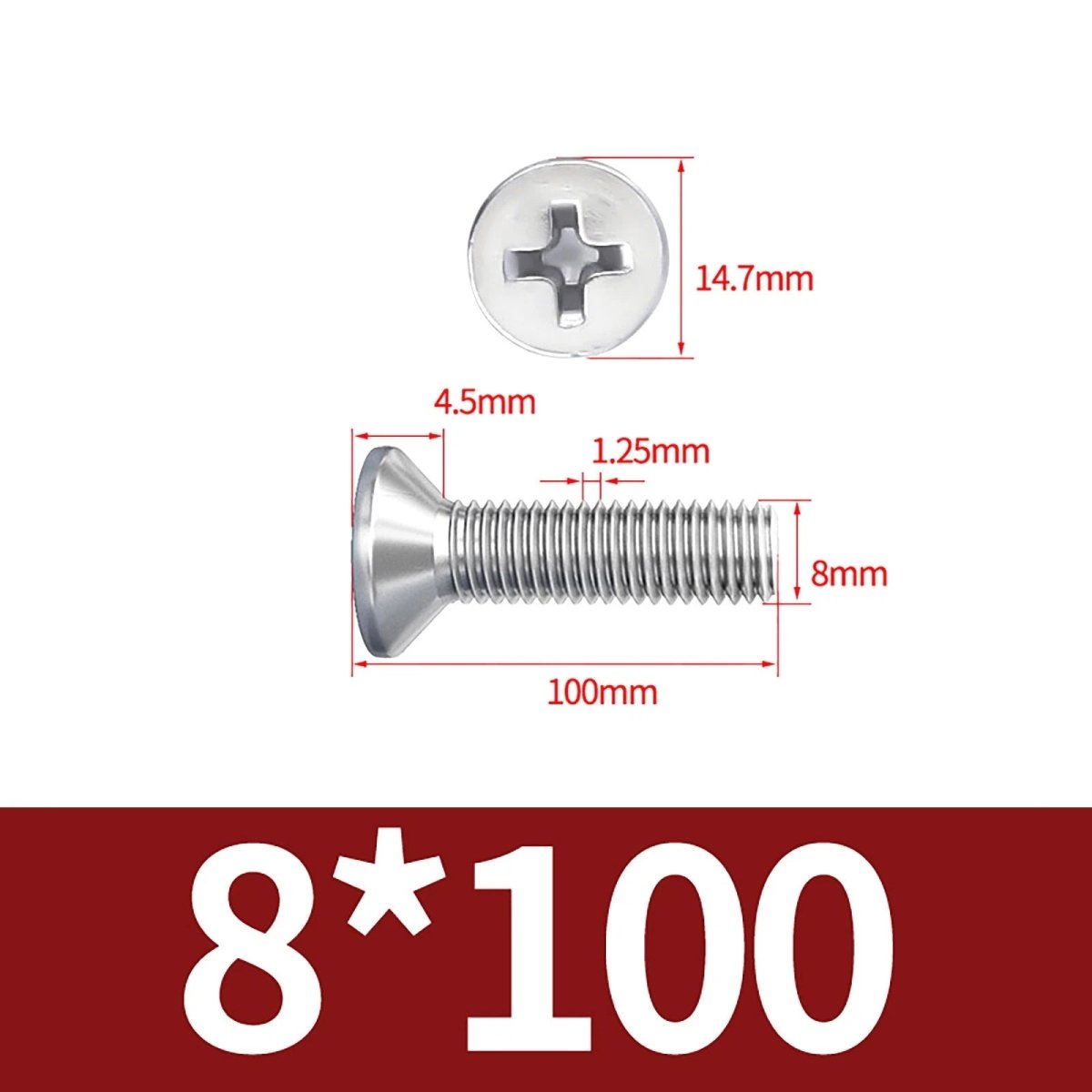 M3–M10 Phillips Countersunk Machine Screws – A2 Stainless Steel, Flat Head, Fully Threaded (3–100mm Overall Length) - HomeDIYer