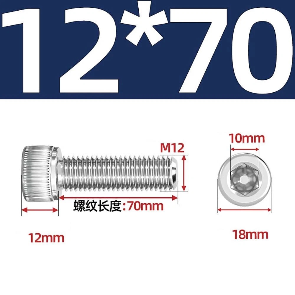Socket Head Cap Screws – A2 Stainless Steel, M6 to M24, Hex Drive (DIN 912)