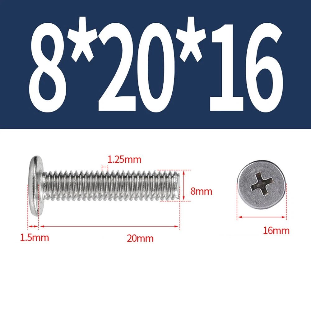 M8 White Phillips Countersunk Screws A2 Stainless Steel | 16mm Head - HomeDIYer