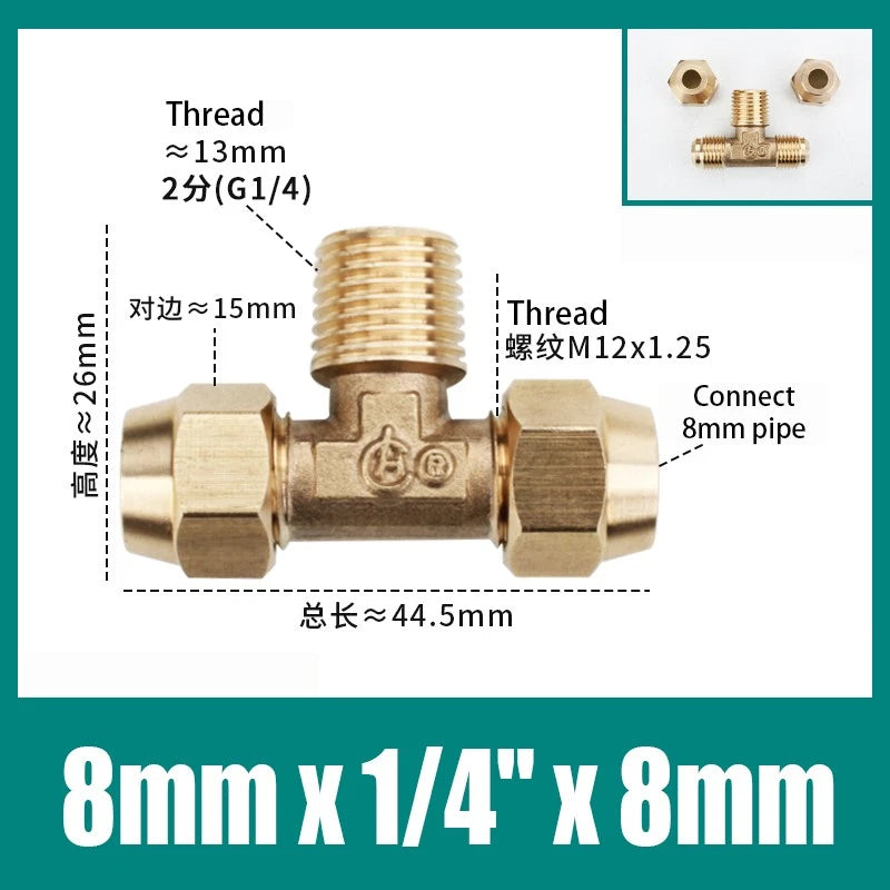 Brass Compression Tee Fitting — Male T-Piece Connector for Copper & Plastic Pipe