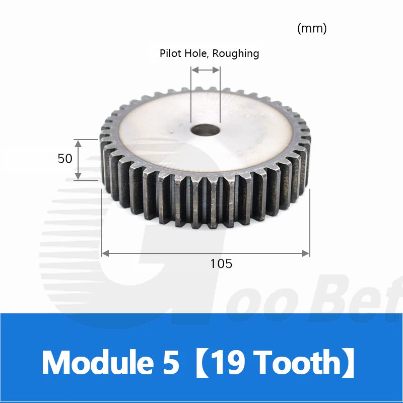 Module 5 Spur Gear C45 Steel 12 to 40 Tooth Motor Pinion Cogwheel Hardened Flat