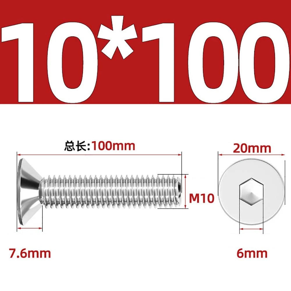 Countersunk Hex Socket Screws – A2 Stainless Steel, M2 to M16, DIN 7991, Fully Threaded