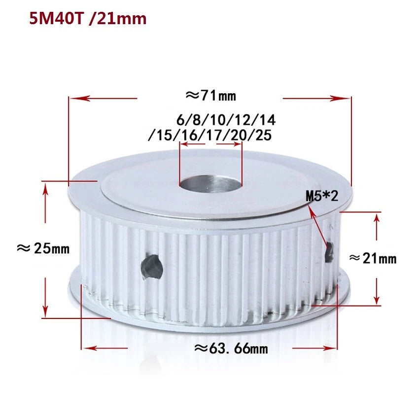 HTD-5M 12-60T Timing Belt Pulley Synchronous Wheel Pitch 5mm Tooth Width 16/21mm