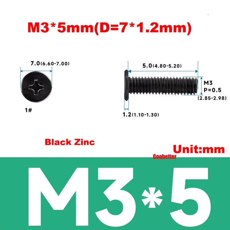 M3 Ultra Thin Wafer Flat Head Phillips Screws – Super Low Profile for Laptops & Electronics (3–6.5mm Thread Lengths)