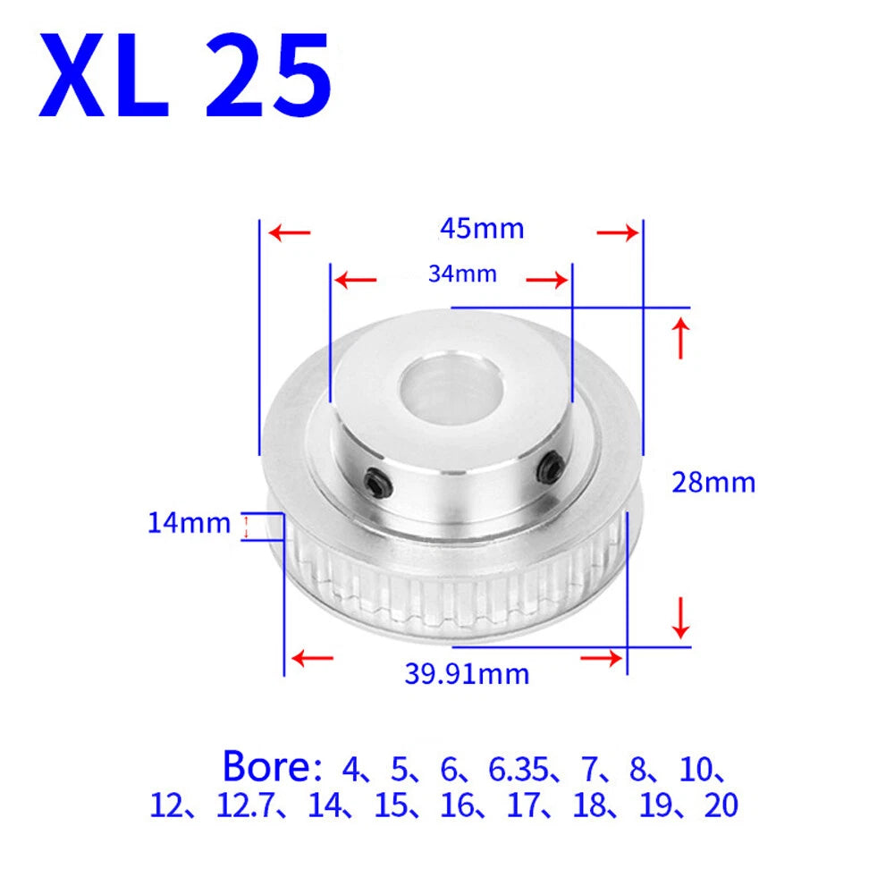 XL 15T-60T Timing Belt Pulley Pitch 5.08mm With Keyway Drive Pulleys Width 14mm