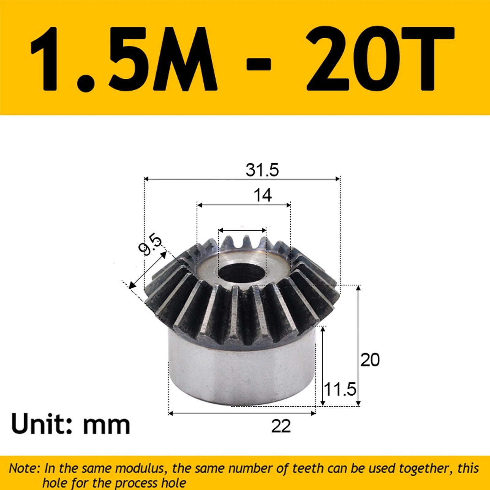 1.5 Module Steel Umbrella Tooth Bevel Gear Helical Motor Gear 15-40 Tooth