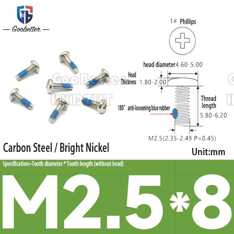Round Head Machine Screws M2 M2.5 M2.6 | Carbon Steel & Stainless | 100–500 PCS - HomeDIYer