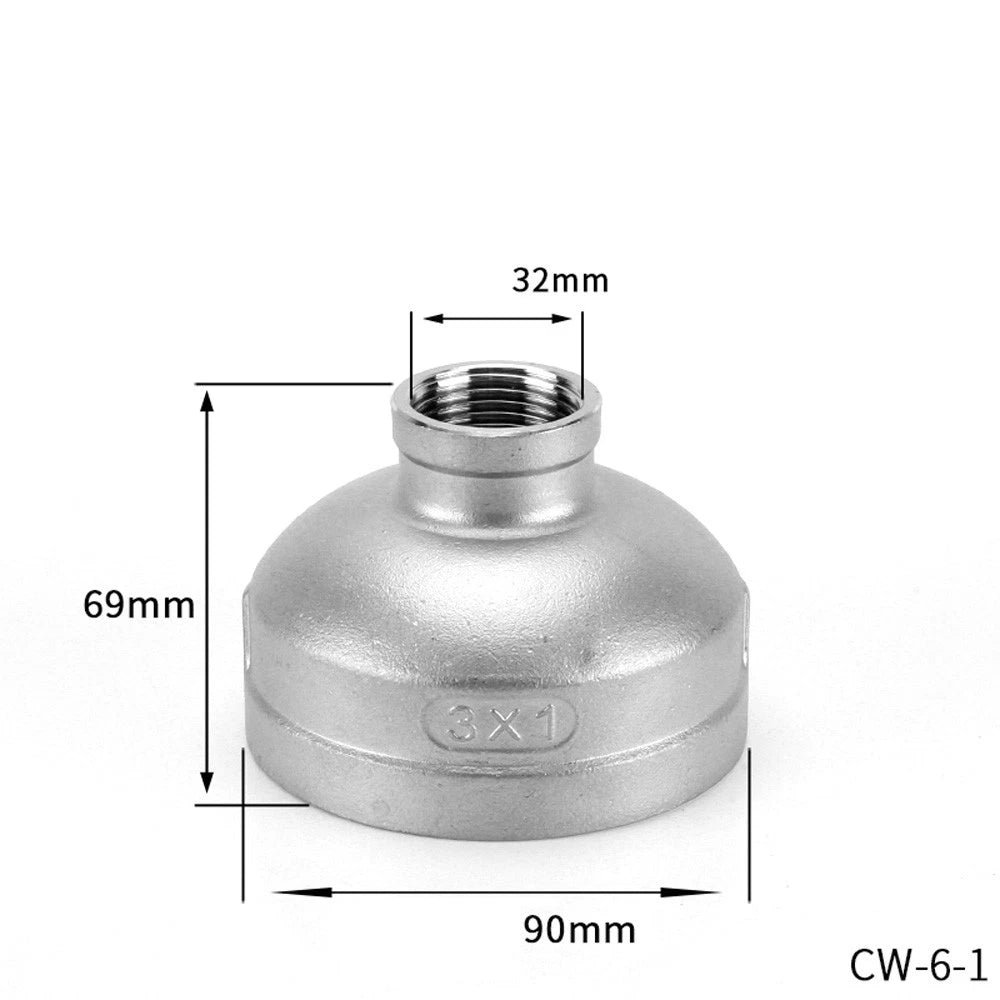 BSP Female Threaded Pipe Reducer Coupling — Stainless Steel A2, 1/2" to 4"