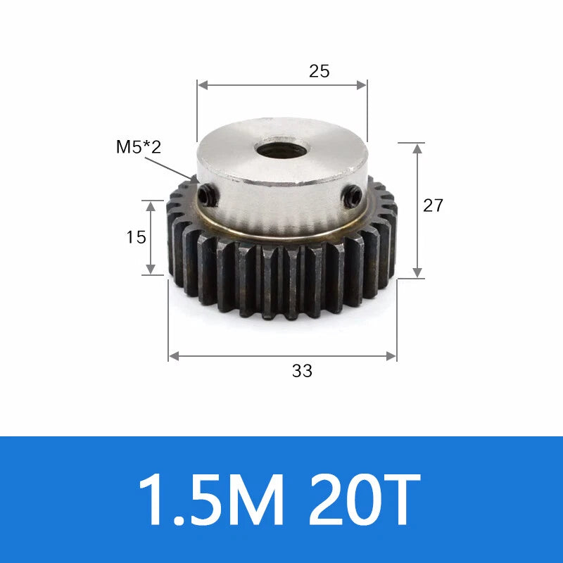 Spur Gear 45# Steel Transmission Gear 1.5/2 Mod 12-27 Teeth With Step Motor Gear
