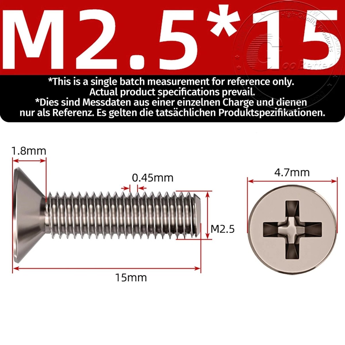 Titanium Phillips Flat Head Machine Screws — GR2 Countersunk, M2 to M8 - HomeDIYer