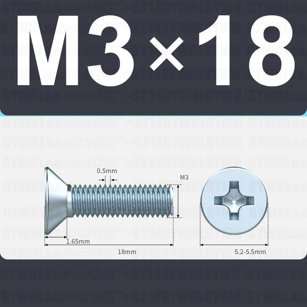 M3–M12 Zinc Plated Phillips Countersunk Machine Screws DIN 965 | Flat Head Bolts