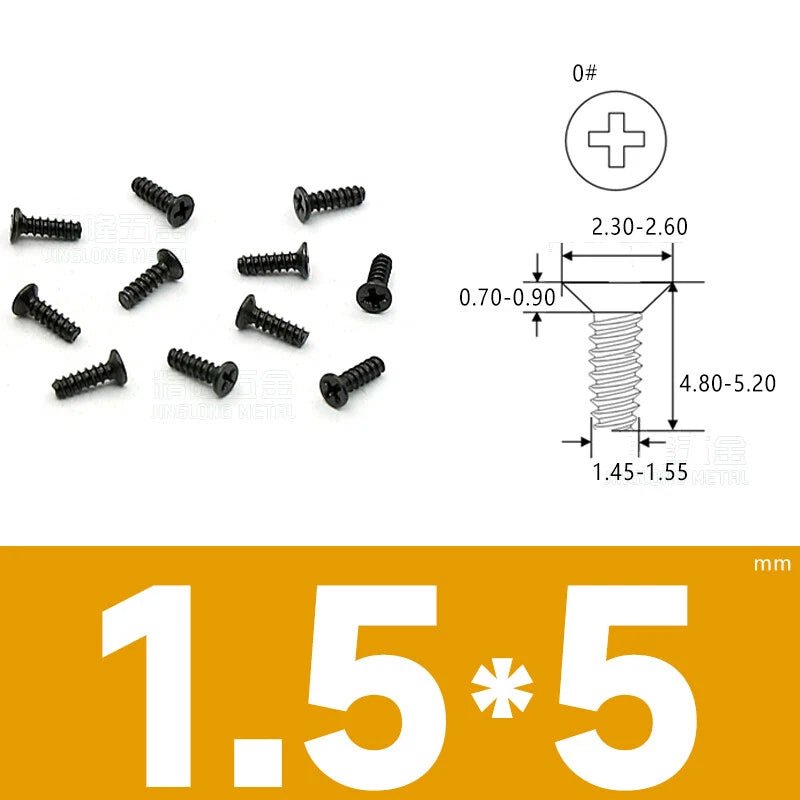 Phillips Countersunk Flat Head Machine Screws M1.2–M1.8 | Zinc & Nickel Plated - HomeDIYer