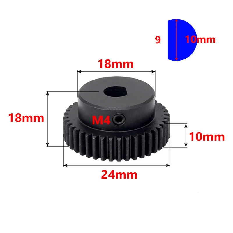 1 Mod 22 Teeth Spur Gear Motor Pinion Gears with Set Screws Black Oxide Steel