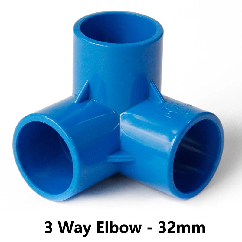PVC 3 4 5 6-Way Elbow Connector Coupling Pipe Fittings Dia 20 25 32 40 50mm Blue