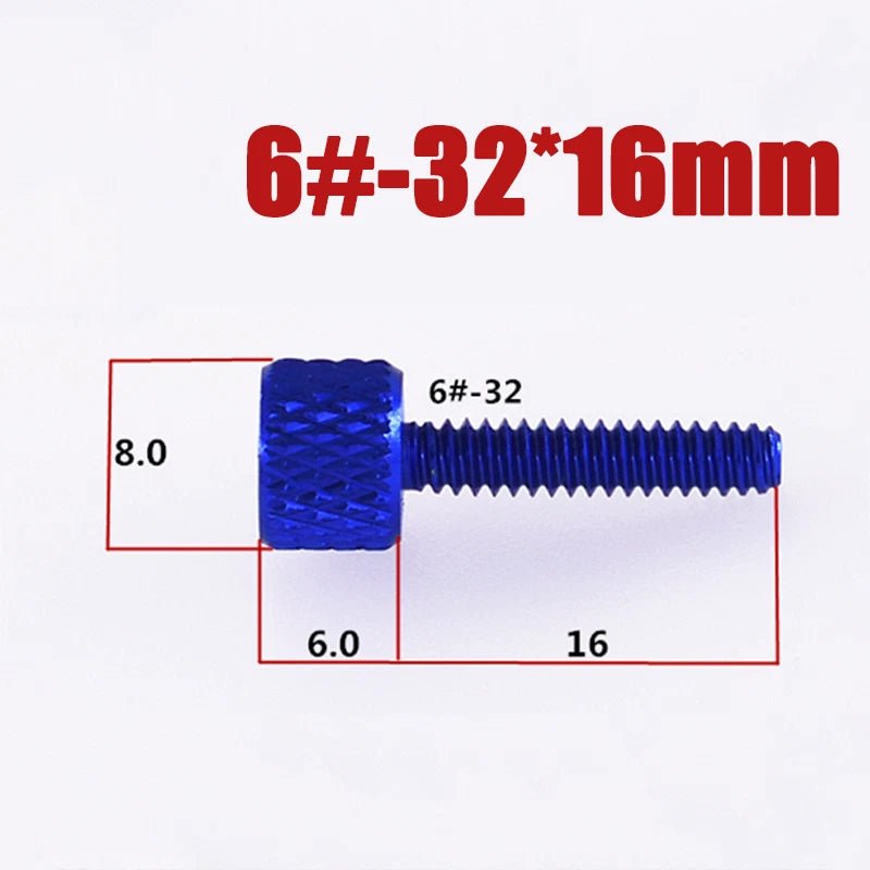 6 - 32 UNC Aluminium Knurled Thumb Screws – Anodised Hand Grip Knob Bolts (5–30mm Thread Lengths) - HomeDIYer