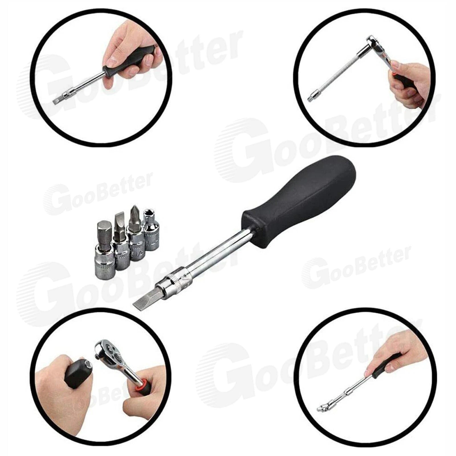 46x Socket Wrench Set 1/4" Drive Ratchet Set Wrench Bits Garage Car Repair Tools