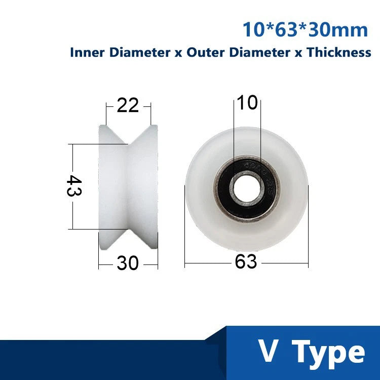 U/V/H Groove Nylon Pulley Wheel Roller OD 40mm-68mm High Quality Wheel Roller