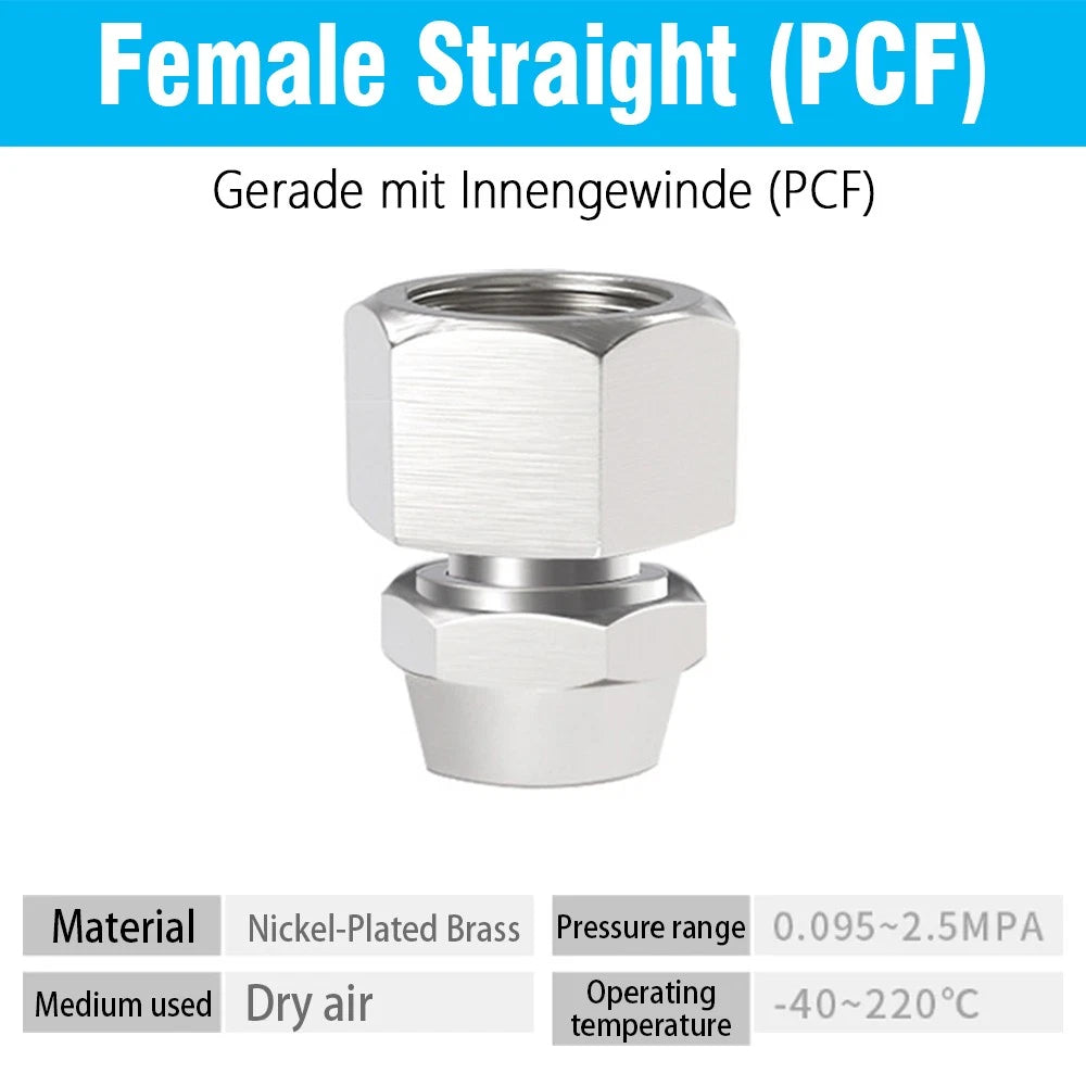 Pneumatic Push-to-Connect Fittings — Straight, Elbow, Tee, Cross & Threaded Types