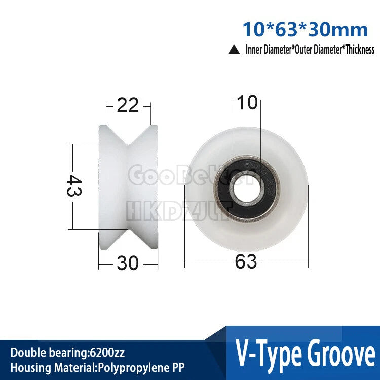U-V-H Groove Nylon Pulley Wheel Bearing Embedded Guiding Rail Sliding Door