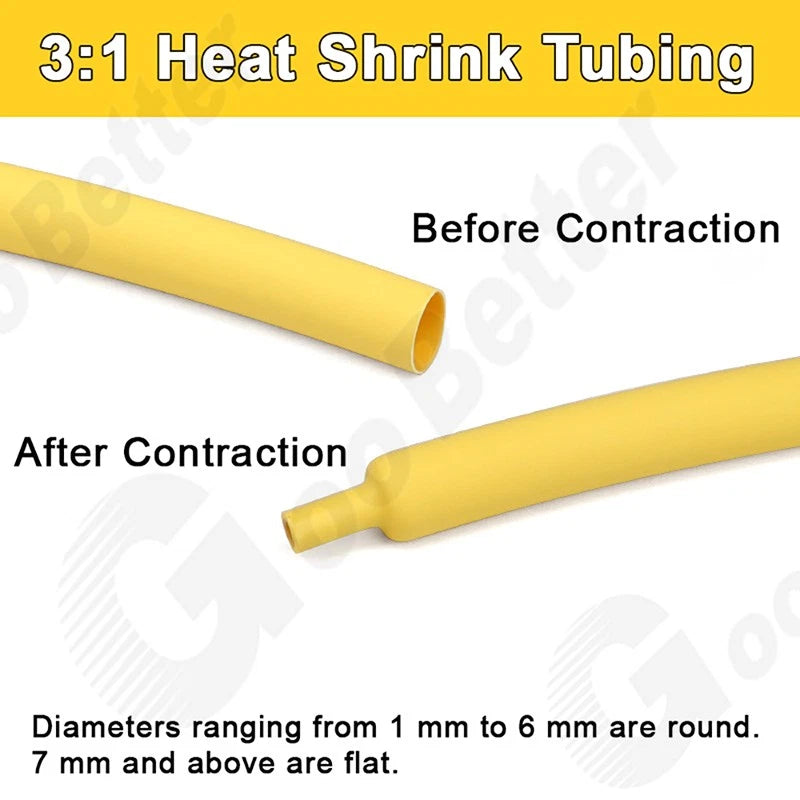 3:1 Heat Shrink Tubing with Adhesive Glue Lined — 1.5mm to 65mm, Multiple Colors