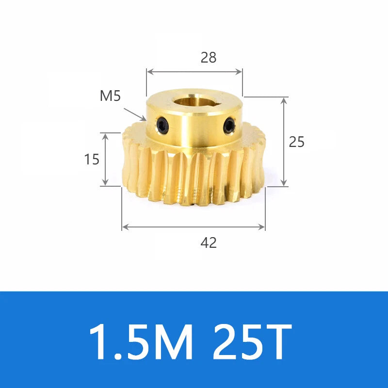 Brass Worm Wheel Gear 1/1.5 Modulus Transmission Gear Worm Rod Worm Gear Shaft