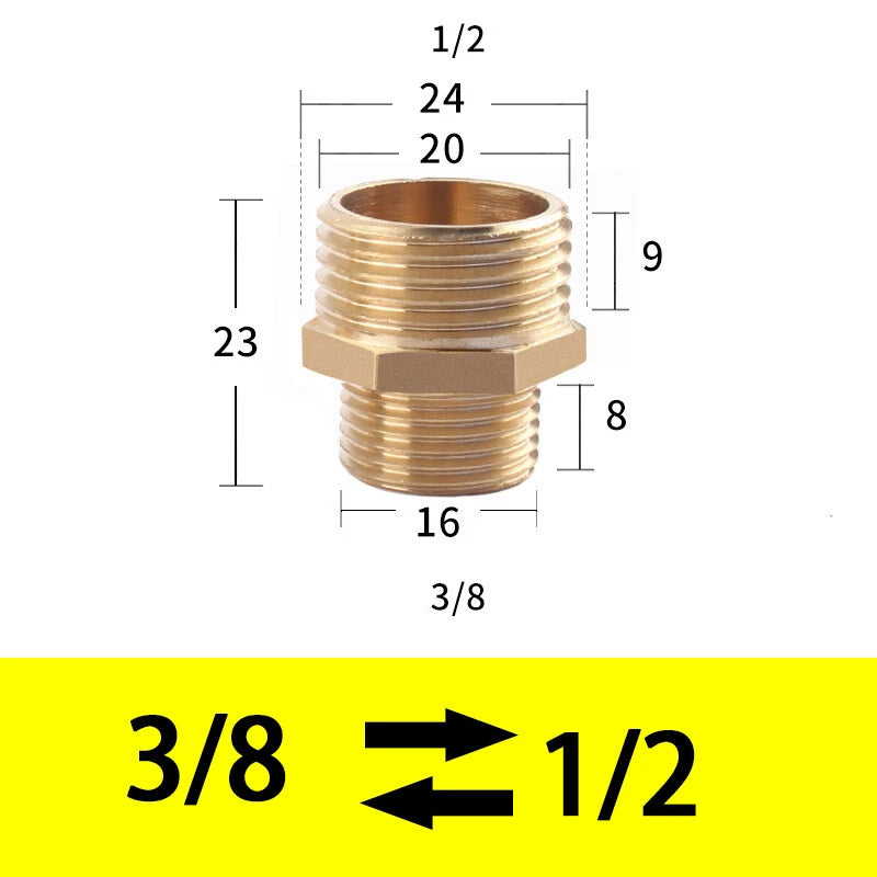 Male to Male Brass Nipple Adapter — Equal & Reducer Sizes 1/8" to 1"