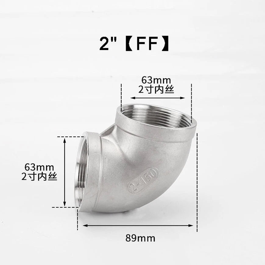 BSP 90° Elbow Pipe Fitting — 304/316 Stainless Steel, 1-1/4" to 4", FF / FM / MM