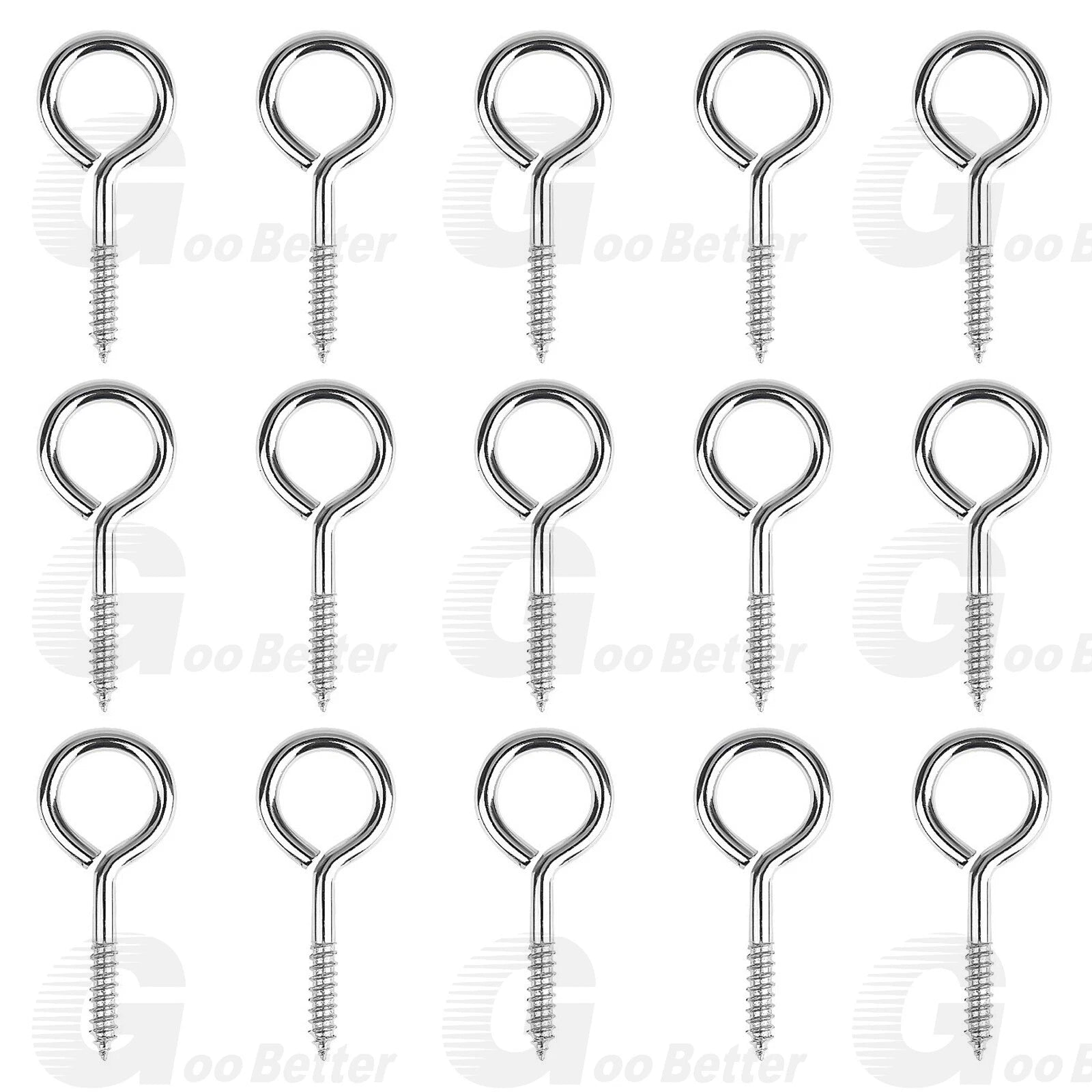 120Pcs Screw Eyes Nickel Plated Metal Eye Shape Screw Self Tapping Screws #2~#14
