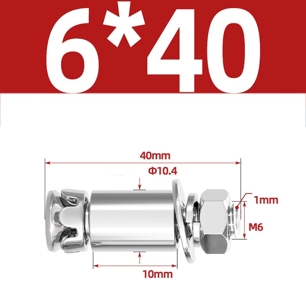 M6 M8 Stainless Steel Expansion Bolts for Marble & Concrete — 304 / 201 SS, 20–40mm