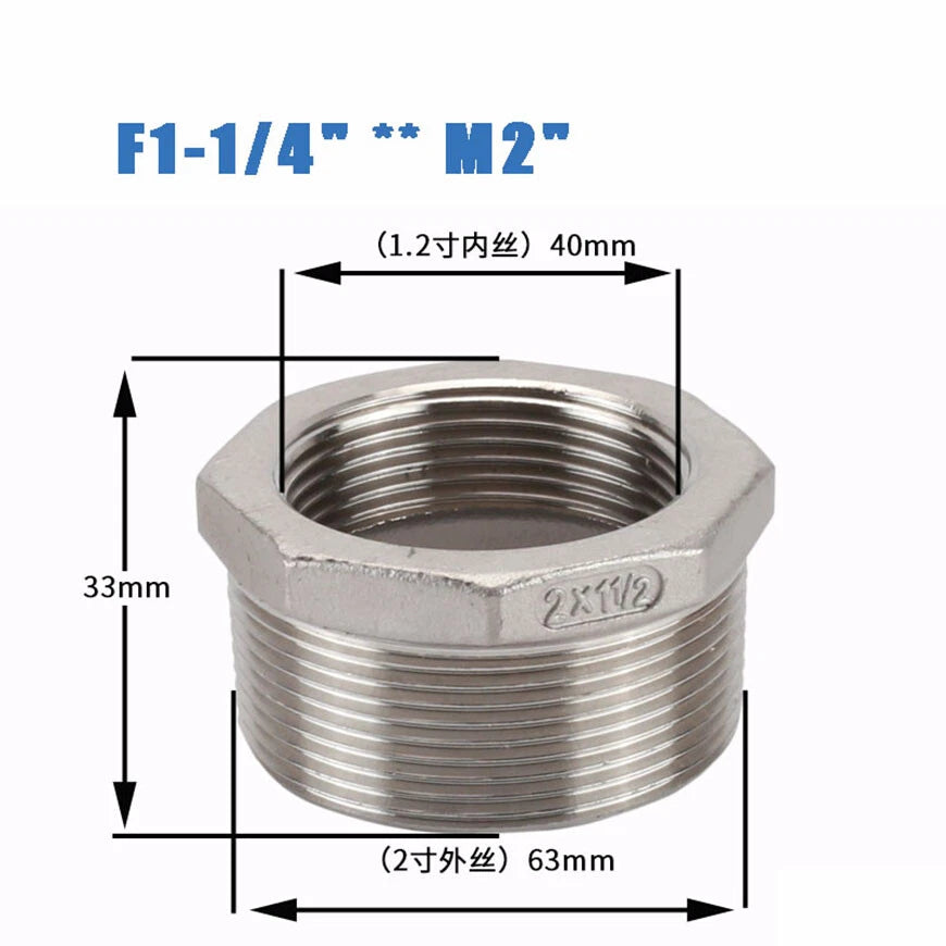 BSP Male to Female Reducing Bush — Stainless Steel Pipe Fitting Adapter