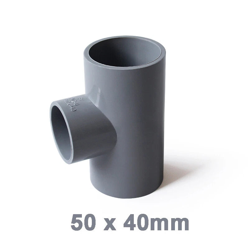 PVC Reducing Tee Pipe & Fittings Solvent Weld Pressure Adapter Connector Grey