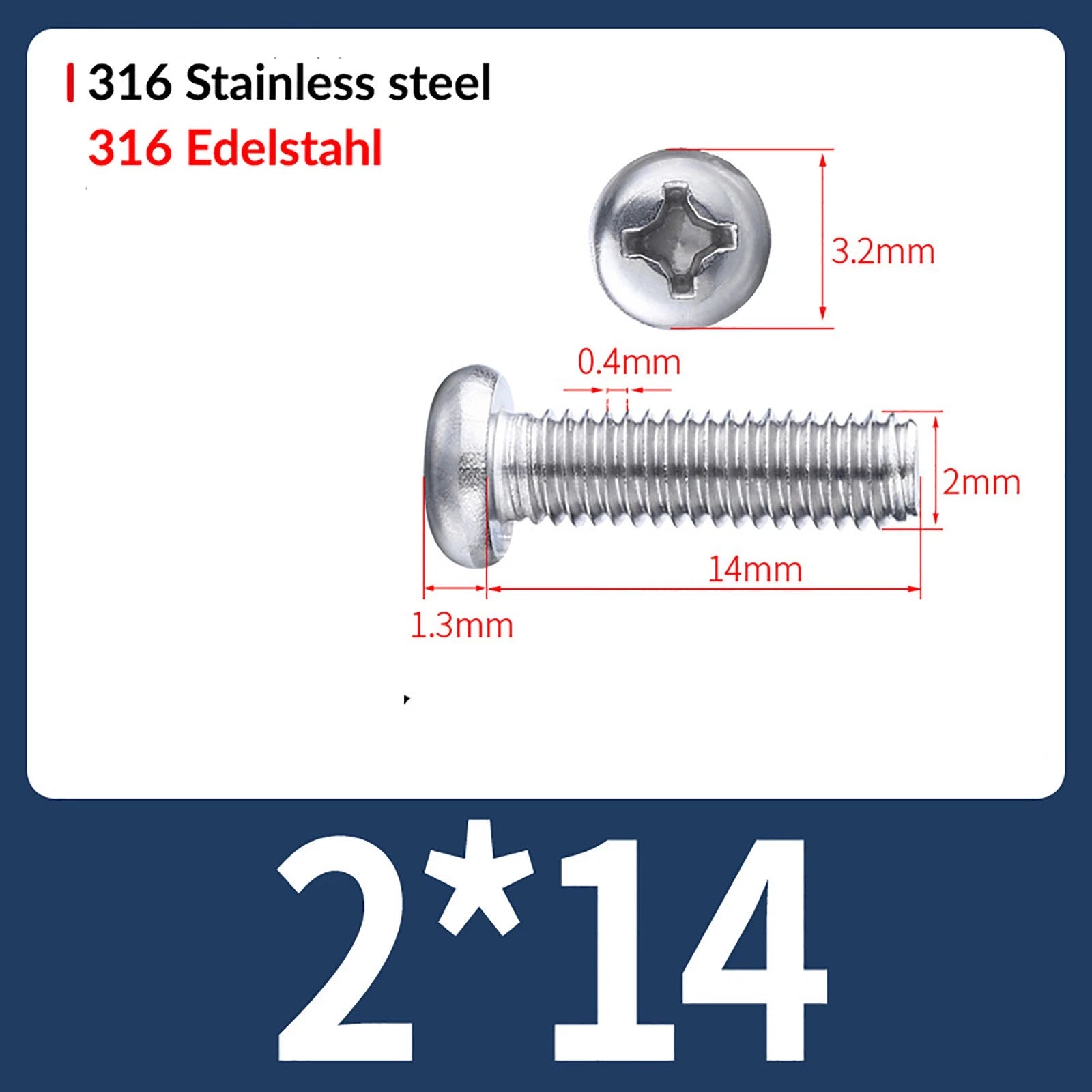 M2 M3 M4 M5 M6 M8 A4 Stainless Steel Phillips Pan Head Machine Screws – DIN 7985, Fully Threaded (4–80mm)