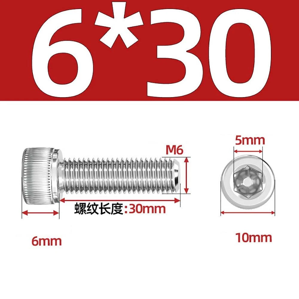 Socket Head Cap Screws – A2 Stainless Steel, M6 to M24, Hex Drive (DIN 912)