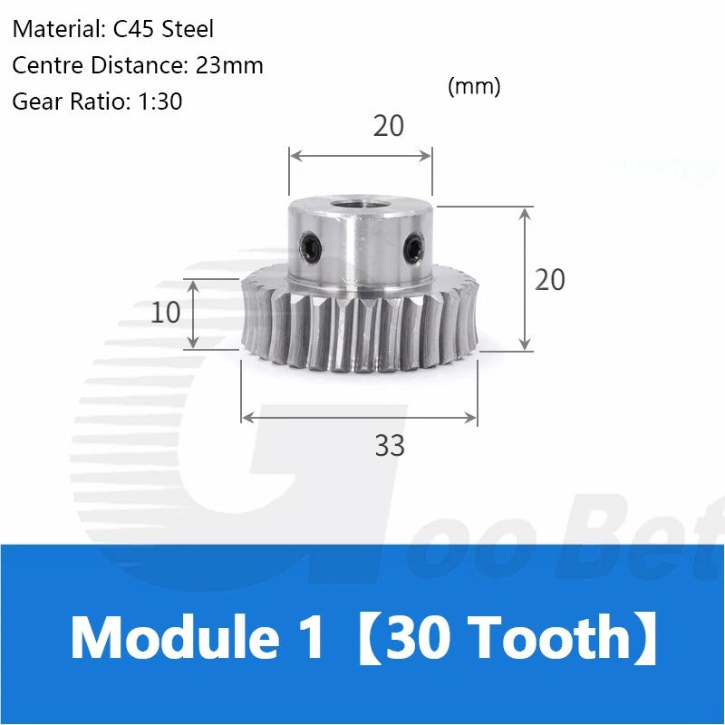 Module 1 Metal Worm Gear Wheel Worm Shaft 15/20/25/30/35/40/50/60 Teeth 45 Steel