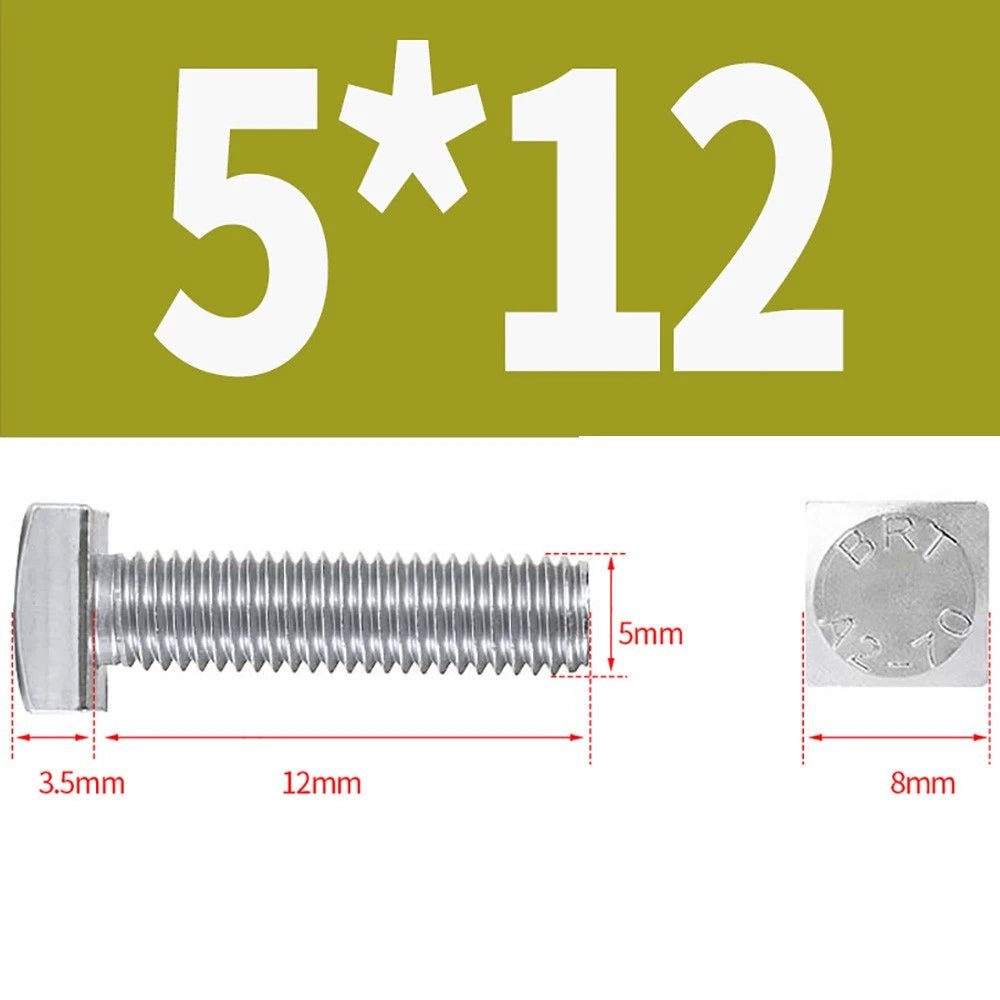 M4 M5 M6 M8 Square Head Bolts Full Thread 304 Stainless Steel — 12 to 80mm - HomeDIYer