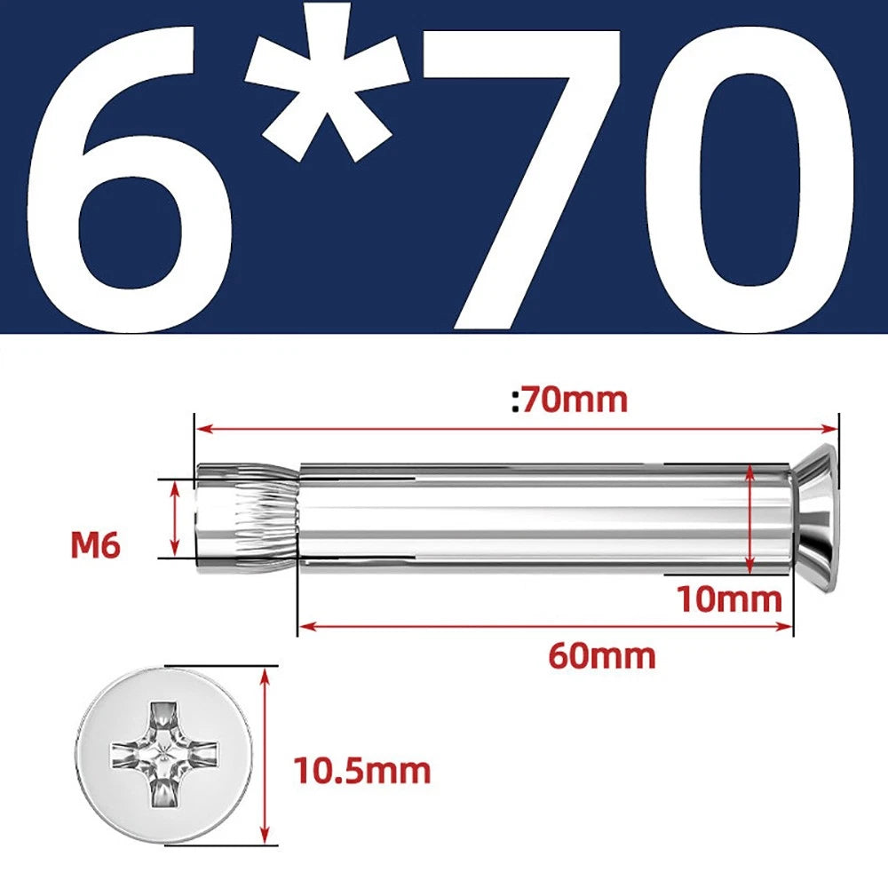 Sleeve Anchor Countersunk Phillips Expansion Bolts M6–M12 | 304/201 SS & Zinc