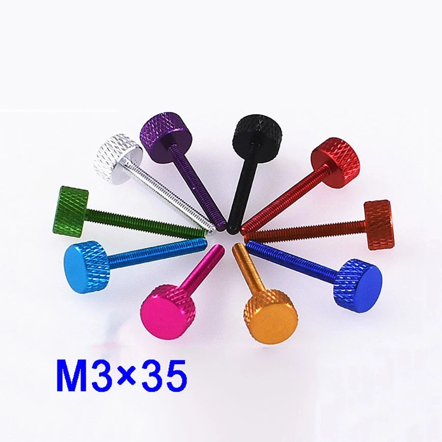 M3*5/6/8/12/20/25/35/40/50mm Aluminum Alloy Bolts Knurled Flat Head Thumb Screws