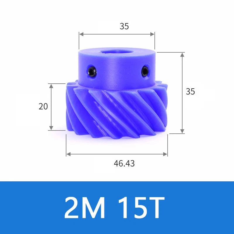 Helical Gears 45° Left Spiral Blue Nylon With Step Transmission Gear 10~26 Teeth