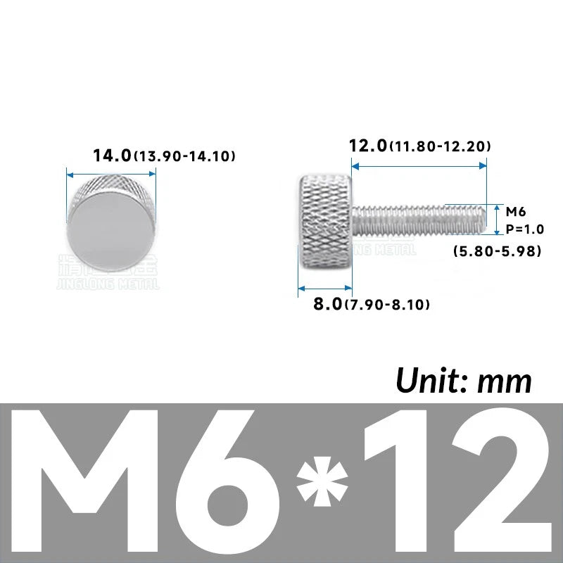 M6 Knurled Thumb Screws Aluminum Alloy DIY Hand Tighten Grip Knob Adjustmen Bolt