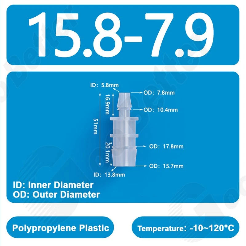 Plastic Straight Barbed Connector Reducer Joiner Tubing Pipe Hose Fitting Water