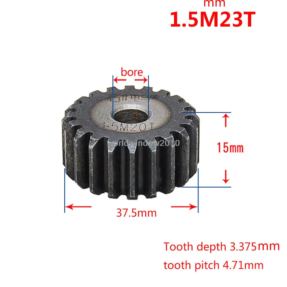 45# Steel Spur Gear 1.5M12T-60T Metal Mod 1.5 Pinion Gear 12-60 Tooth Moter Gear
