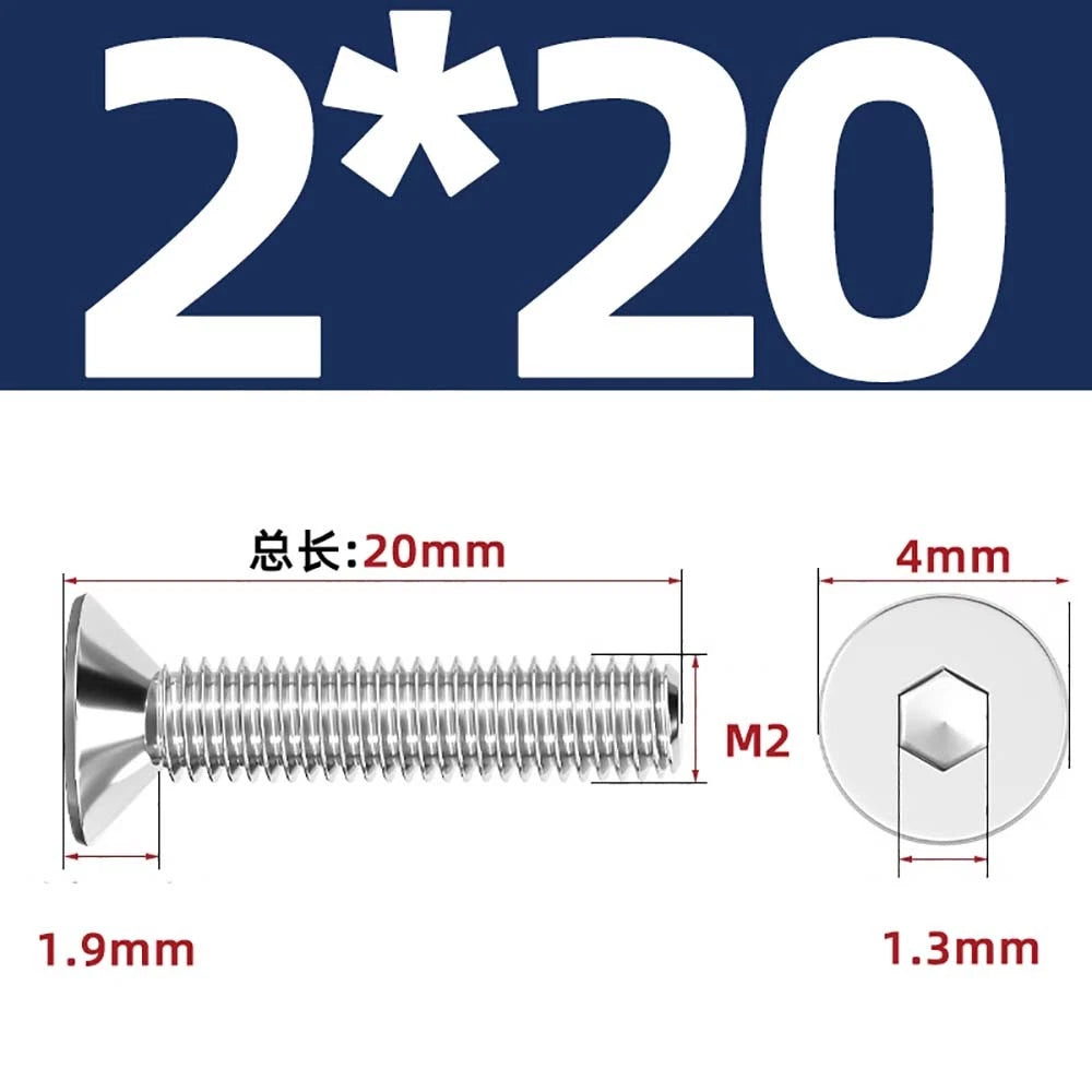 A4 Stainless Steel Countersunk Hex Socket Screws – Marine Grade, M2 to M16 (DIN 7991)