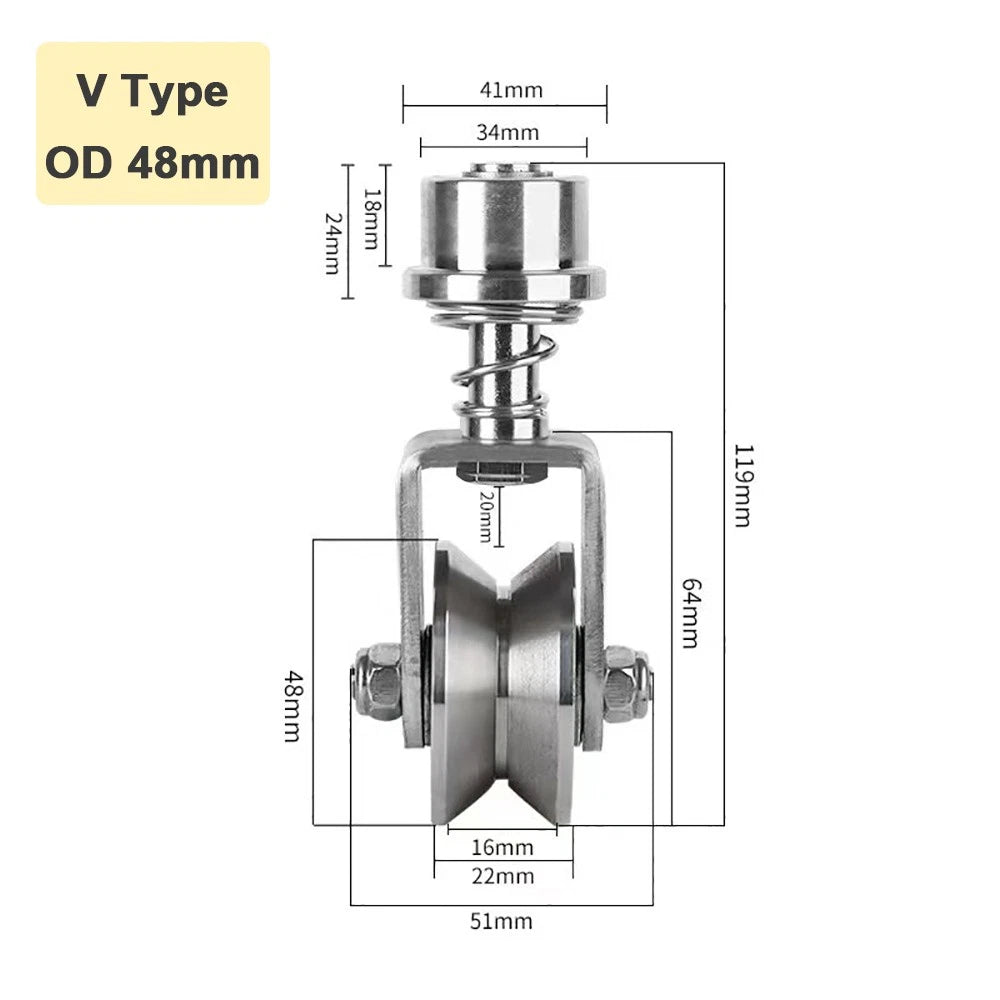 304 Stainless Steel Pulley "U V H" Groove Shape Roller Wheels Idler Pulley Wheel