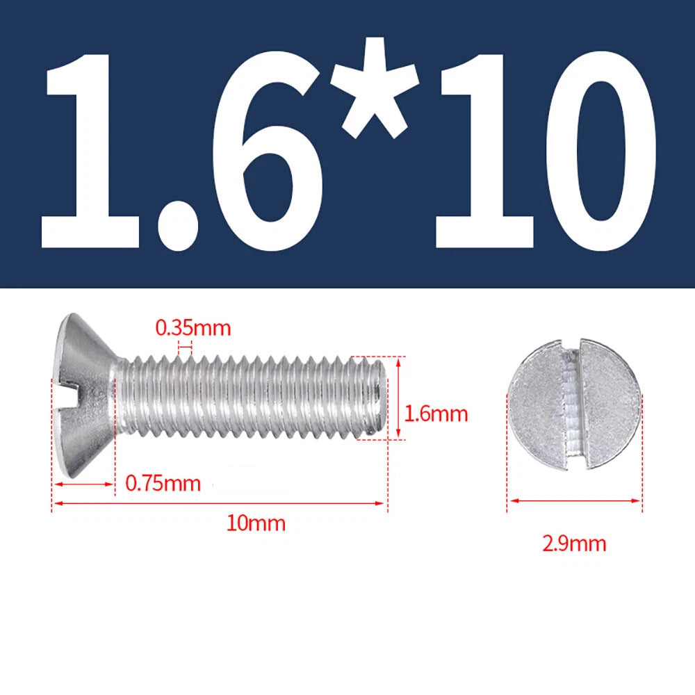 M1.6–M8 A2 Stainless Steel Flat Head Slotted Machine Screws | Countersunk Bolts