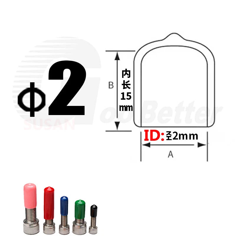 PVC End Caps for Screws, Bolts, Rods & Tubes – Thread Cover Protector, Cable Insulation Caps (1.3mm – 90mm, Black, 15-50mm Lengths)