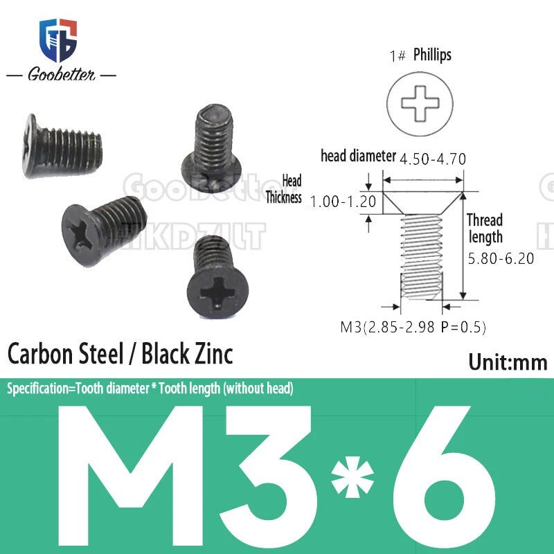 M3 Phillips Flat Head Machine Screws – Carbon Steel Countersunk Bolts, 3 mm to 15 mm - HomeDIYer