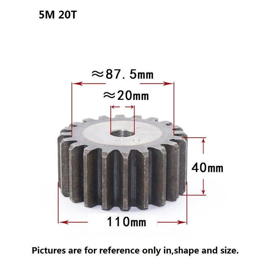 5 Modulus 12T-35T Spur Gears pitch 15.7mm 45# Steel Pinion Motor Gear Thick 50mm