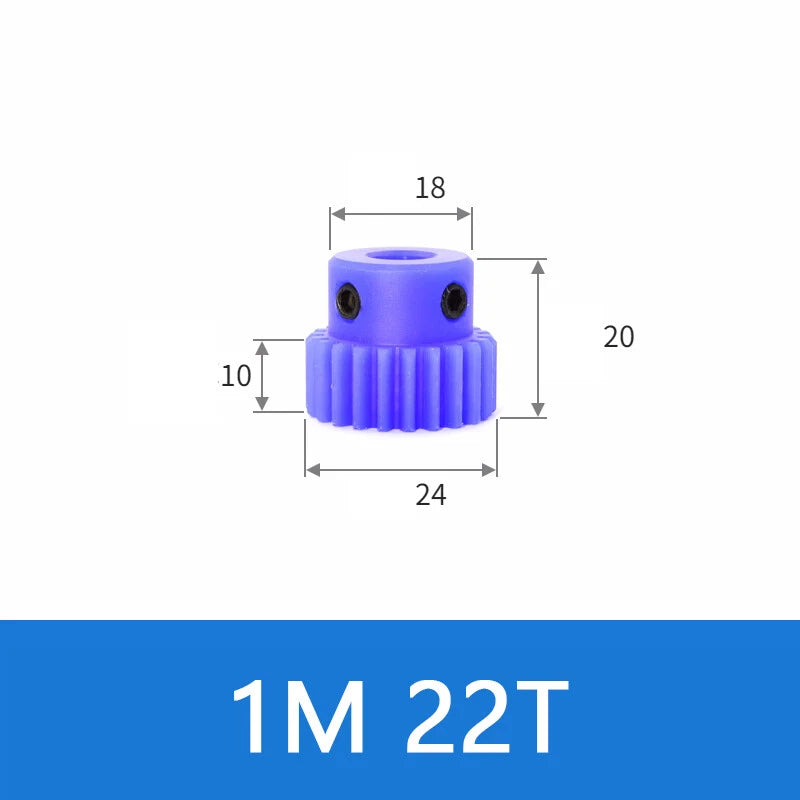 Blue Nylon Spur Gears 1/1.5/2/3Mod Transmission Gear 12-60T With Step Motor Gear