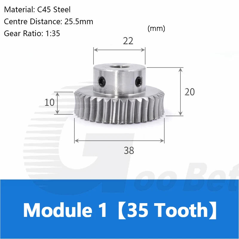 Module 1 Metal Worm Shaft Worm Gear Wheel C45 Steel 15 20/25/30/35/40/50/60Tooth